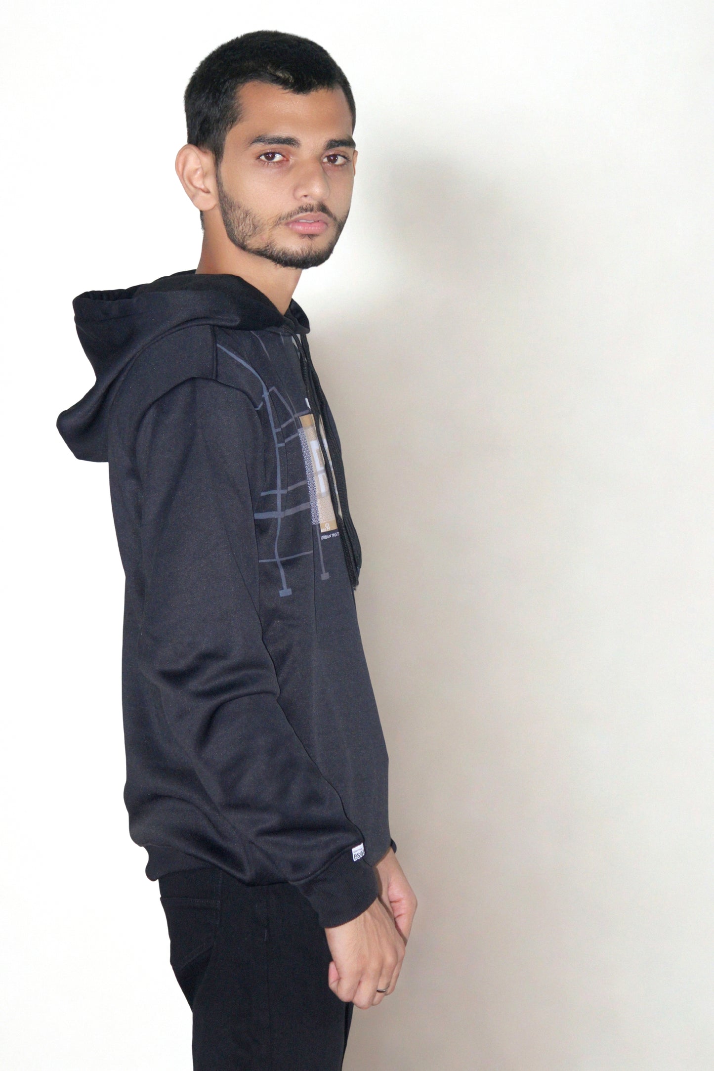 Urban Classic Black Hoodie (Unisex Fit) for winters - ITALIAN IMPORTED FLEECE- 350GSM