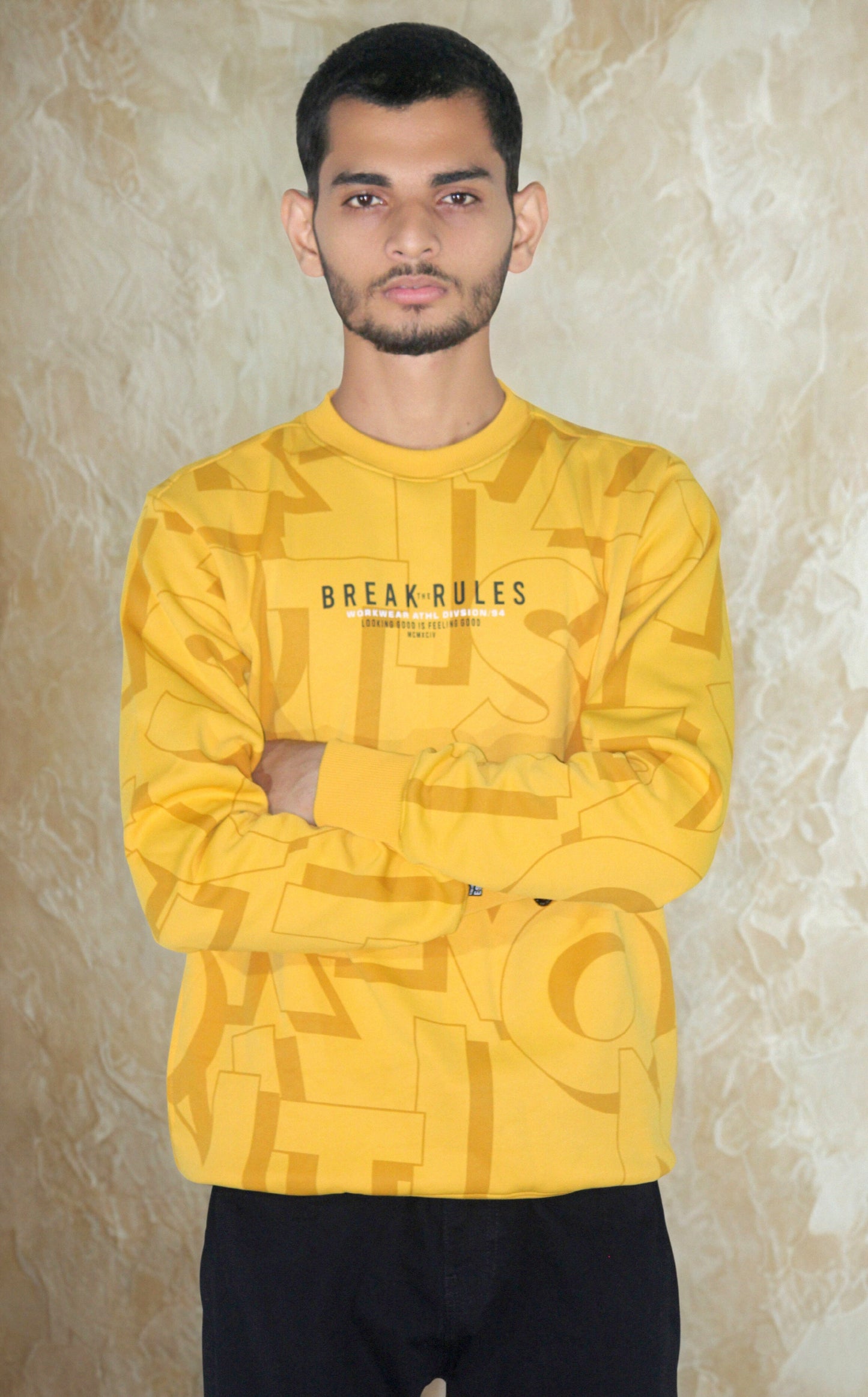 Premium Yellow Unisex Sweatshirt – Italian Fleece 350 GSM | Winter Essential