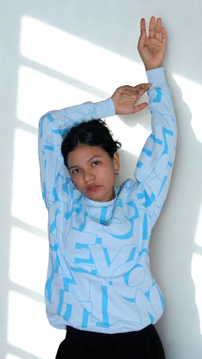 Break Rules Oversized Unisex Sweatshirt – Blue Italian Imported Fleece 350 GSM